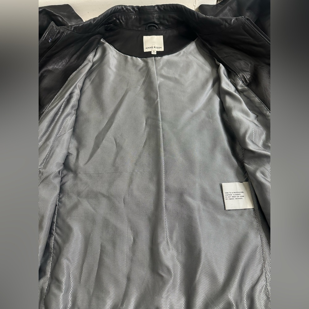 Anne Klein Classic Black 100% Leather Women's Jacket size XL - Picture 8 of 9